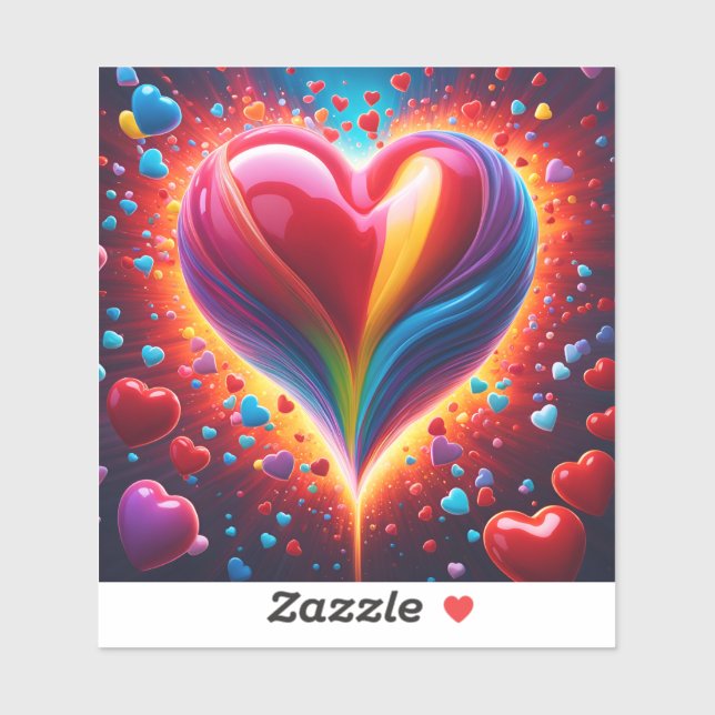Sticker Une explosion de coeurs (Feuille)
