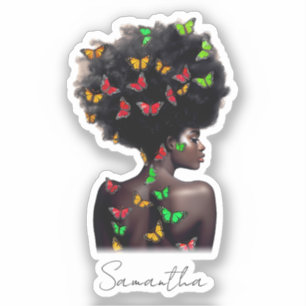 Sticker Une femme afro-américaine avec un Afro rempli de p