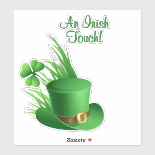 Sticker Une touche irlandaise Chapeau de lutin au trèfle d (Feuille)