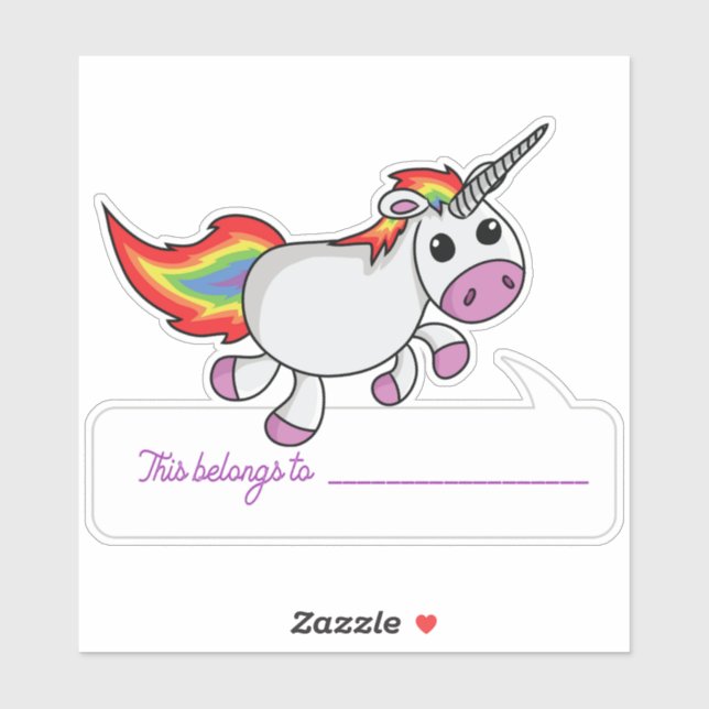 Sticker Unicorn Cela Appartient À - Retour À L'École (Feuille)