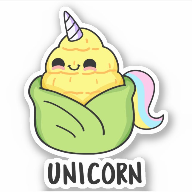Sticker Unicorn Funny Baby Corn Pun (Devant)