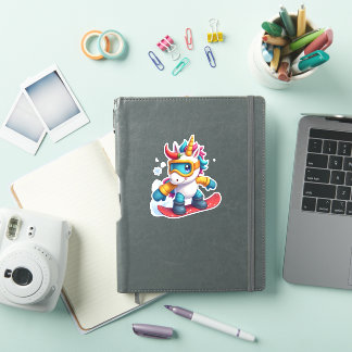 Sticker Unicorn on Snowboard - Funny Ski and Wintersports 