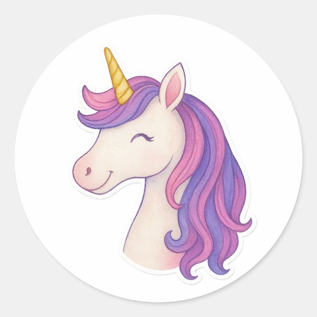 Sticker Unicorn souriant Imaginaire lunaire (Devant)