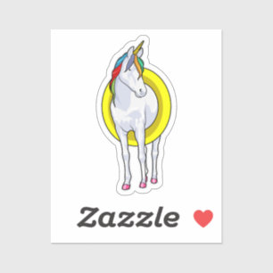 Sticker Unicorne à la natation avec anneau de nage