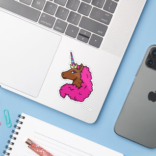 Sticker Unicorne Afro Rose Chaud