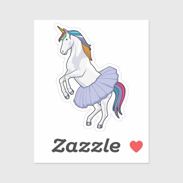 Sticker Unicorne au Ballet avec jupe (Feuille)