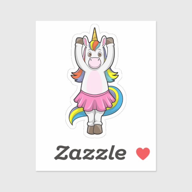 Sticker Unicorne au Ballet Dance avec jupe (Feuille)