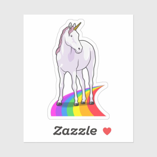 Sticker Unicorne avec arc-en-ciel (Feuille)