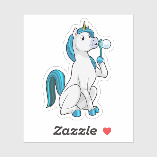 Sticker Unicorne avec bulles de savon (Feuille)