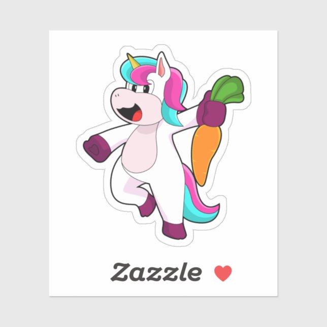 Sticker Unicorne avec carotte (Feuille)