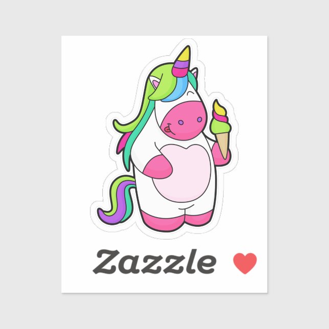 Sticker Unicorne avec gaufre Glace (Feuille)