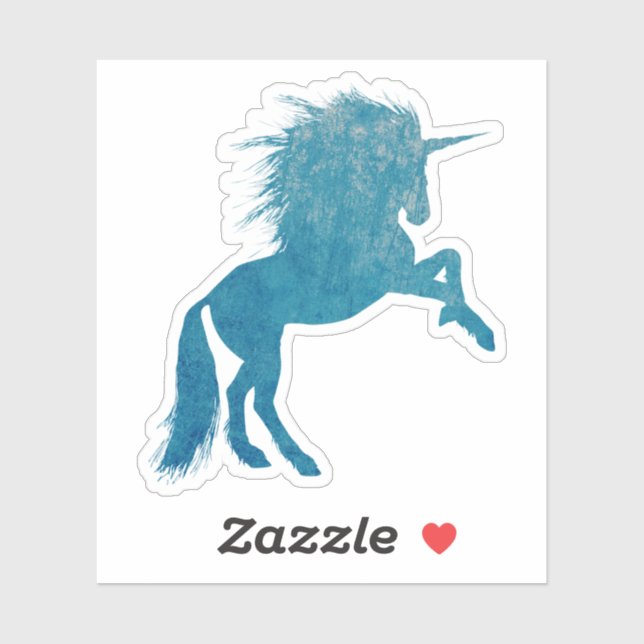 Sticker Unicorne Blue Grunge (Feuille)