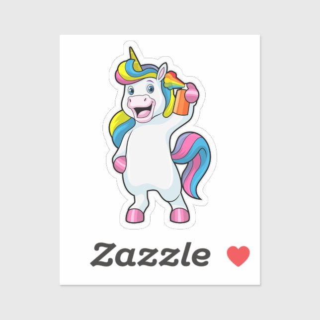 Sticker Unicorne comme coiffeur avec aérosol (Feuille)