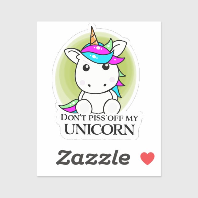Sticker Unicorne en colère (Feuille)