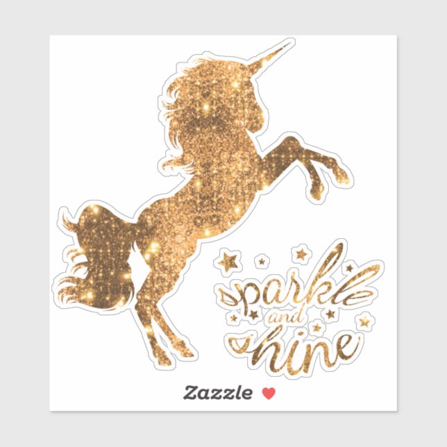 Sticker Unicorne étincelante et brillante - Cuivre d'or (Feuille)