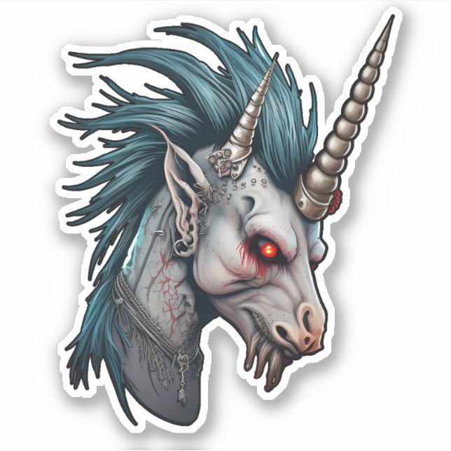 Sticker Unicorne Evil Punk (Devant)