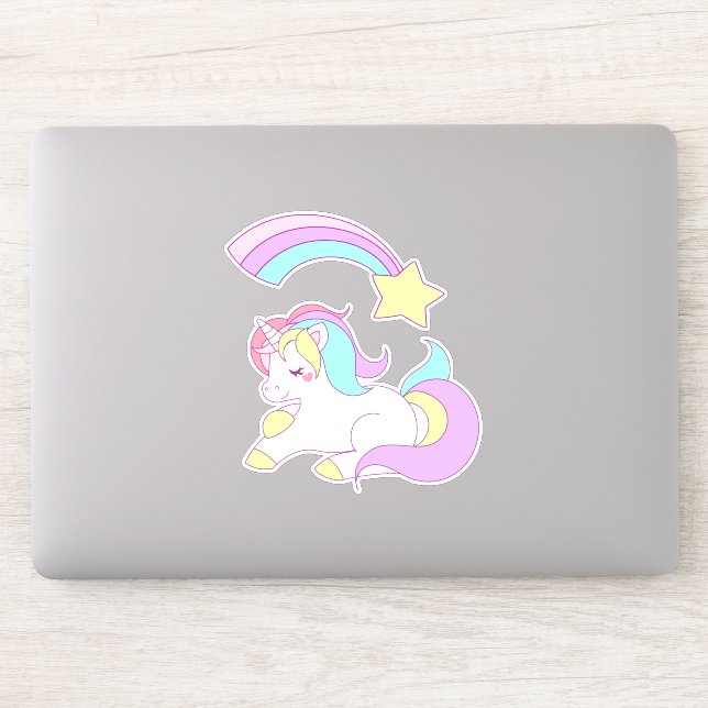 Sticker Unicorne magique avec Rainbow Shooting Star (Ordinateur)