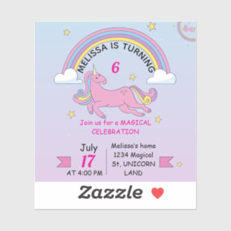 Sticker Unicorne personnalisée Faveurs anniversaire pour l