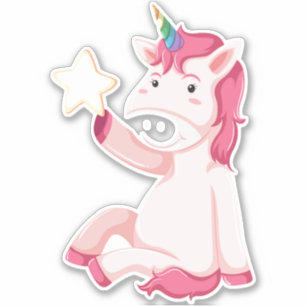 Sticker Unicorne rose drôle