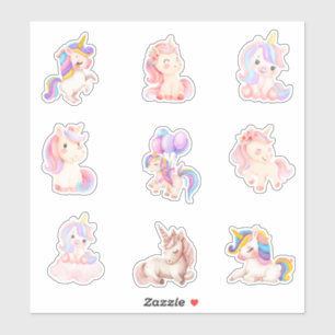 Sticker Unicornes aquarelle