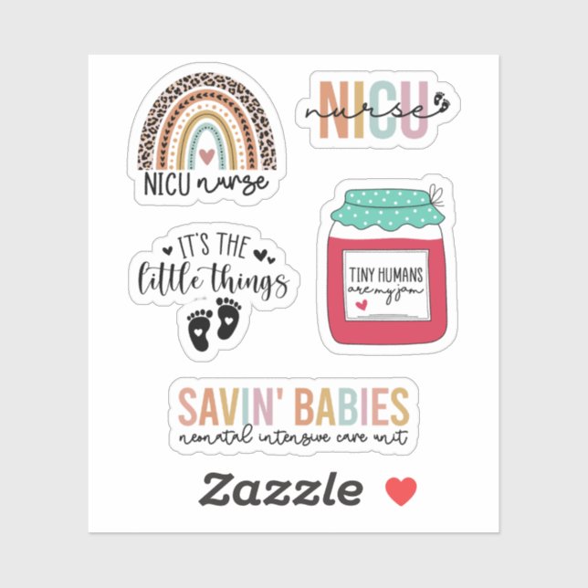 Sticker Unité de soins intensifs néonatals mignons NICU Nu (Feuille)
