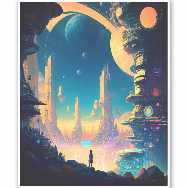 Sticker urbain futuriste de science-fiction (Devant)