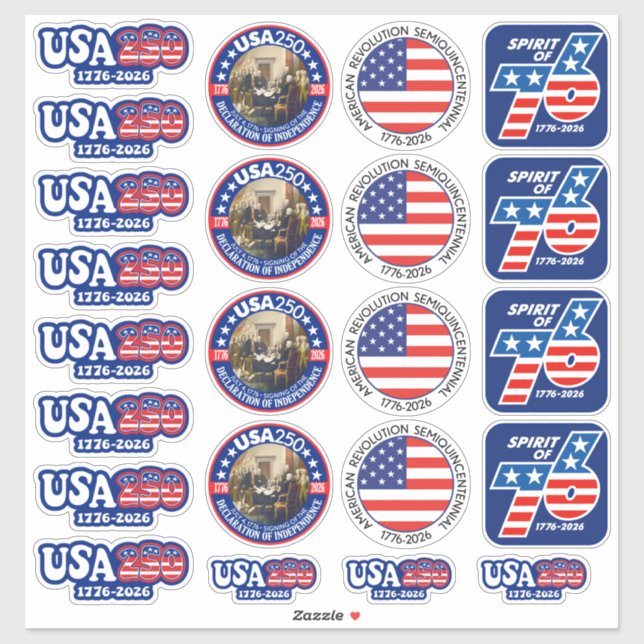 Sticker USA 250 - America's 250th Assorted (Feuille)
