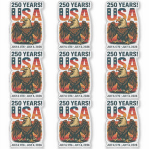 Sticker USA 250 Years - Patriotic Bald Eagle 4 juillet 202
