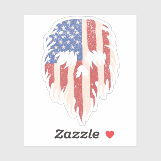 Sticker USA Flag Skull Beard | Distressed Patriotic Design (Feuille)