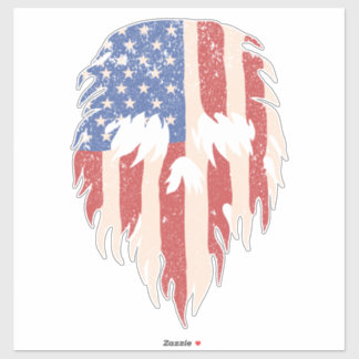 Sticker USA Flag Skull Beard | Distressed Patriotic Design