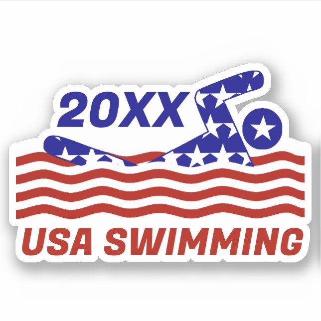 Sticker USA Patriotique Sports de natation (Devant)
