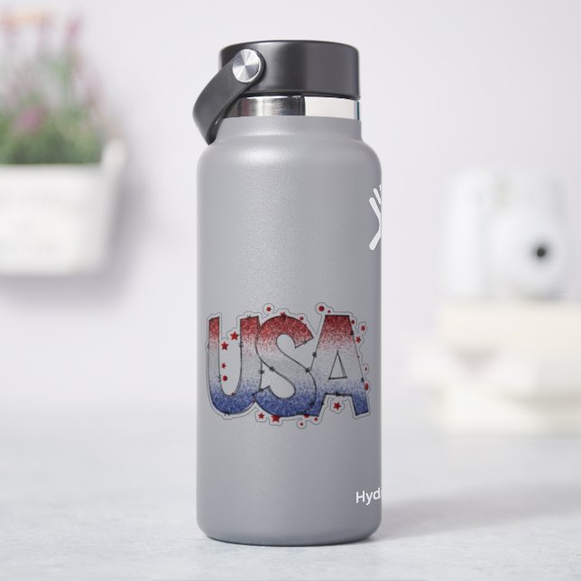 Sticker USA Shimmer et Stars Word Art Vinyl (HydroFlask)