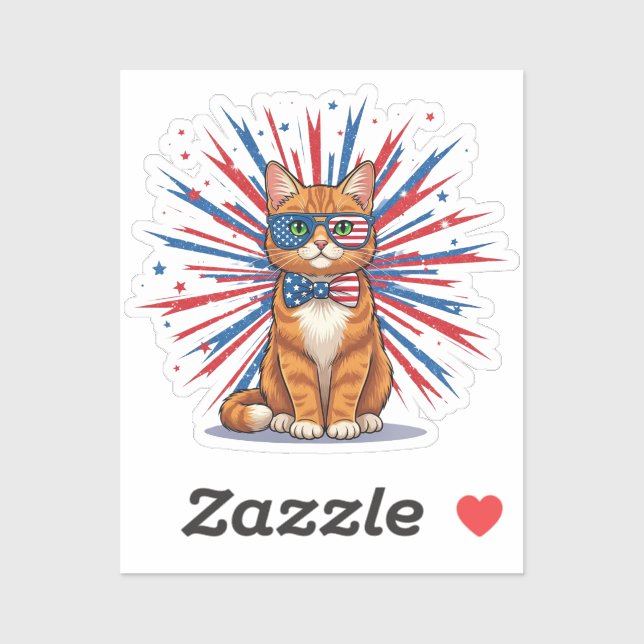 Sticker USA Starburst Cat - Patriotique (Feuille)