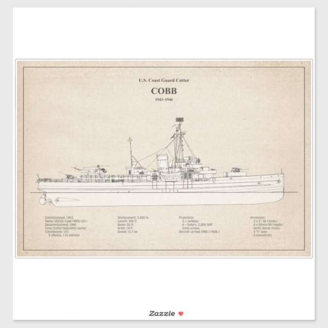 Sticker USCGC Cobb wpg-181 - SBD (Feuille)