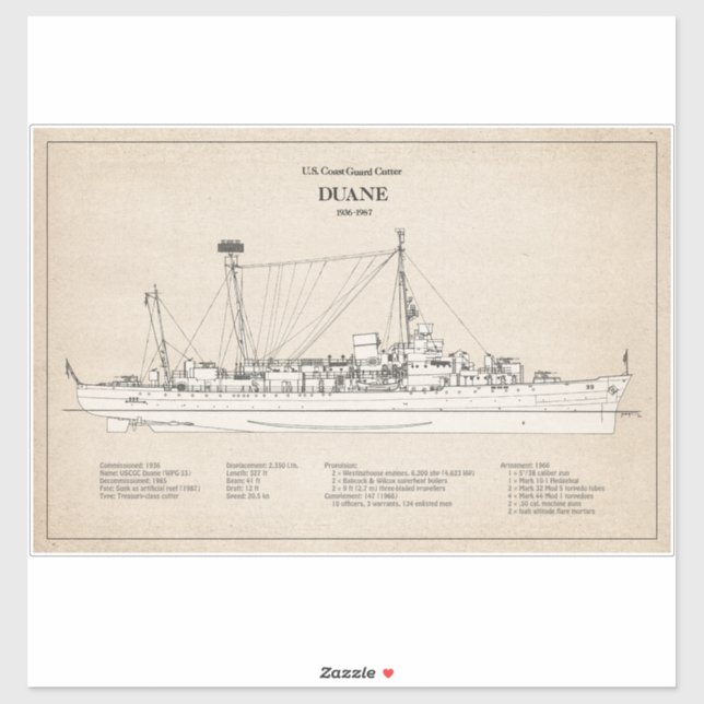 Sticker USCGC Duane wpg-33 - SBD (Feuille)