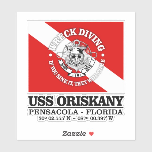 Sticker USS Oriskany (meilleures épaves) (Feuille)