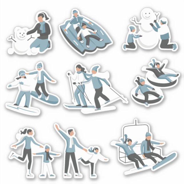 Sticker Vacances de Noël en famille d'hiver (Devant)