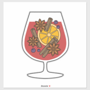 Sticker Vacances de Noël vin roux rouge cocktail épicé