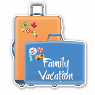 Sticker Vacances en famille, Valises prêtes,