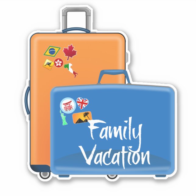Sticker Vacances en famille, Valises prêtes, (Devant)