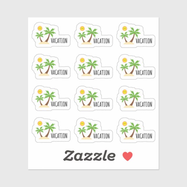 Sticker Vacances Île Tropicale Planificateur Bujo (Feuille)