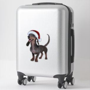 Sticker Vacances Prêt Dachshund Saucisse Chien avec chapea