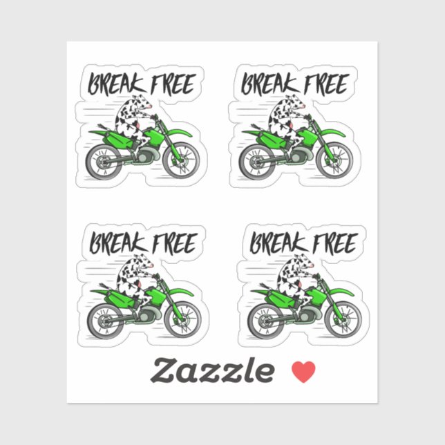 Sticker Vache en moto (Feuille)