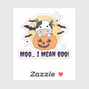 Sticker Vache Ghost Cute Kawaii Halloween Moo I Mean Boo