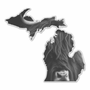 Sticker Vache Highland du Michigan