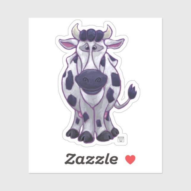 Sticker Vache mignonne avec points noirs et blancs (Feuille)