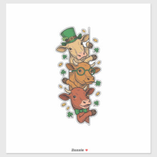 Sticker Vaches empilées mignonnes St Patrick Gravure vinta