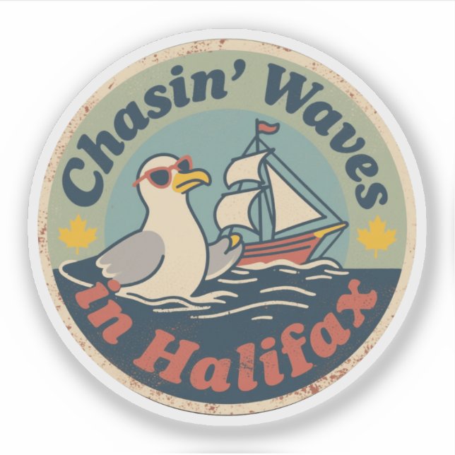 Sticker Vagues de moules Retro Halifax (Devant)
