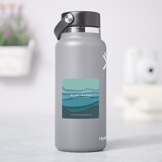 Sticker Vagues d'océan bleu moderne (HydroFlask)