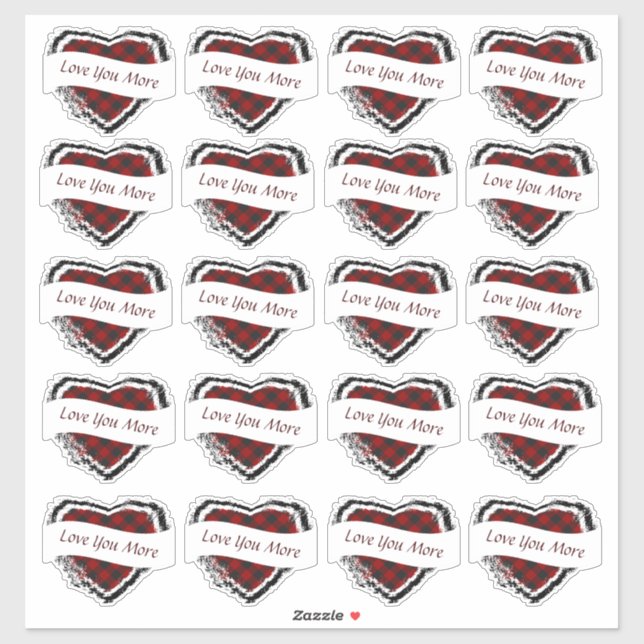 Sticker Valentine coutume 20 coeur plaid (Feuille)